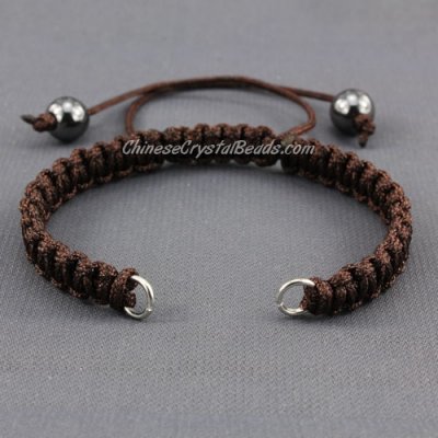Pave chain, nylon cord, brown, wide : 7mm, length:14cm