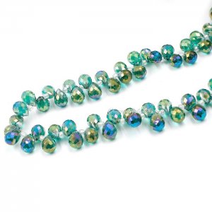 98 beads 8mm Strawberry Crystal Beads, Emerald AB