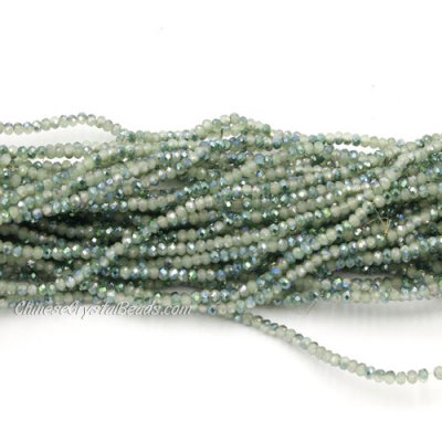 1.7x2.5mm rondelle crystal beads, half green light jade, 190Pcs