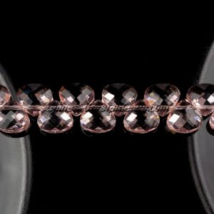 Crystal Flat Briolette beads strand ,9x10mm, rose peach, 20 beads