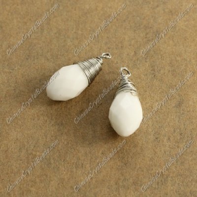 Wire Working Briolette Crystal Beads Pendant, 6x12mm, white jade, 1 pcs