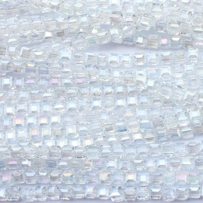 98Pcs 6mm Cube Crystal beads,clear AB