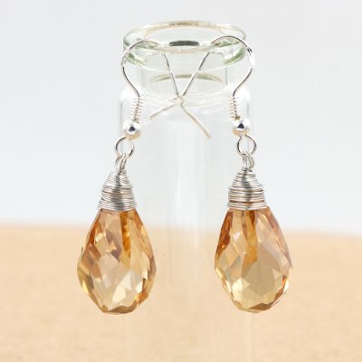 Crystal helix Teardrop earring, golden shadow, sold 1 pair