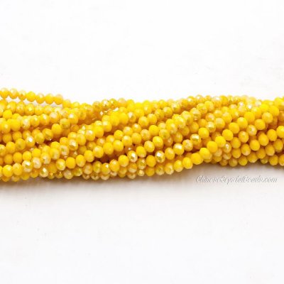 130 beads 3x4mm crystal rondelle beads Opaque Yellow half light