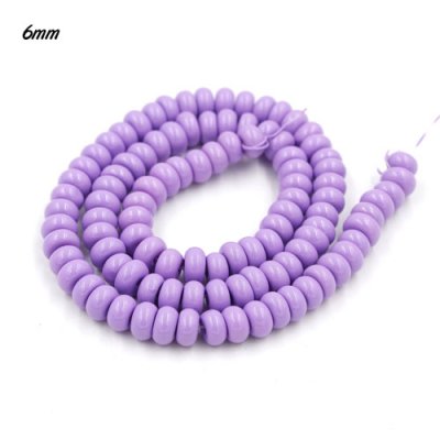 100Pcs 6x3.5mm Smooth Roundel Shape Glass Beads, rondelle glass beads strand, hole 1mm, Plum