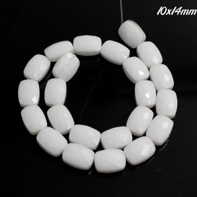 10x14mm rectangle grid faceted crystal beads, opaque white, 1 Pc