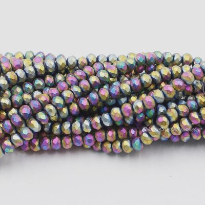 130Pcs 3x4mm matte rondelle crystal beads Rainbow