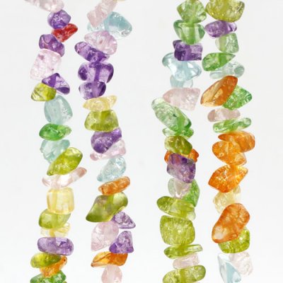 Gemstone Chips, dyeing crackle Crystal, mix, 5mm-10mm, Hole:Approx 0.8mm, Length:Approx 15 Inch