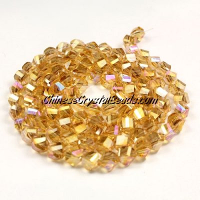 6mm Crystal Helix Beads Strand g. champagne AB, about 50 beads
