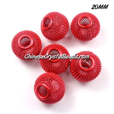 20mm Red Mesh Bead, Basketball Wives, 10 pieces