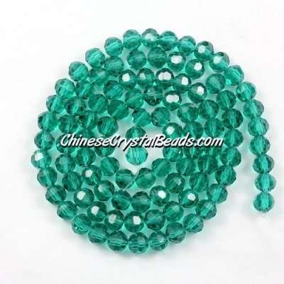 Chinese Crystal 4mm Long Round Bead Strand, Emerald, about 100 beads