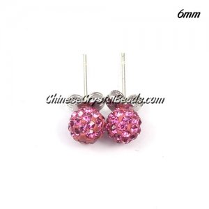 Pave Drop Earrings, 6mm, rosaline, sold 1 pair