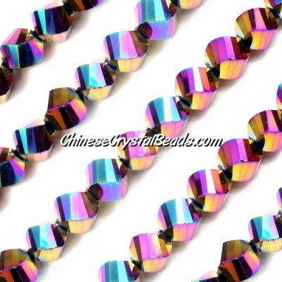10mm Chinese Crystal Helix beads, Rainbow , 20 beads