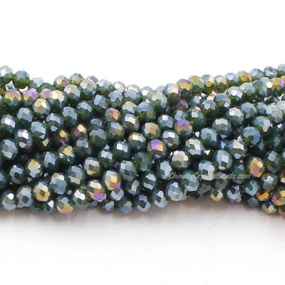 4x6mm dark green AB Chinese Crystal Rondelle Beads about 95 beads