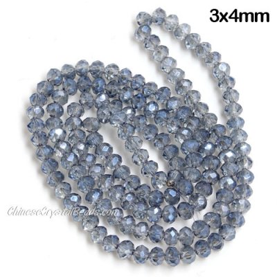 130Pcs 3x4mm Chinese Crystal Rondelle Beads, Magic Blue