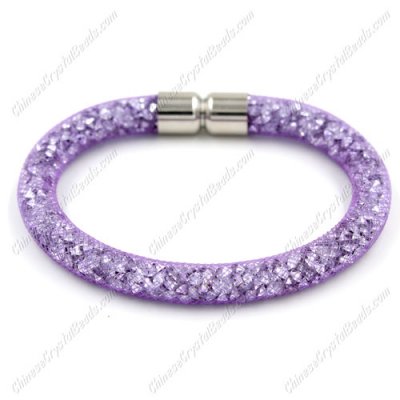 Stardust Mesh Bracelet, width:8mm,purple mesh and clear Rhinestone