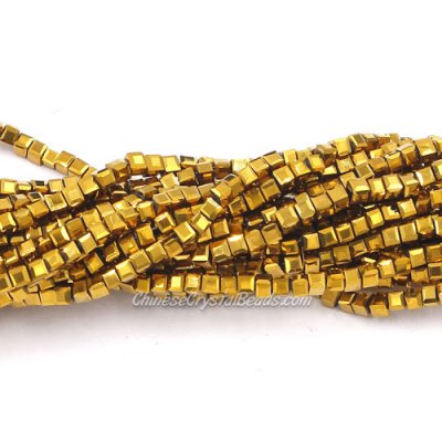180pcs 2mm Cube Crystal Beads, gold