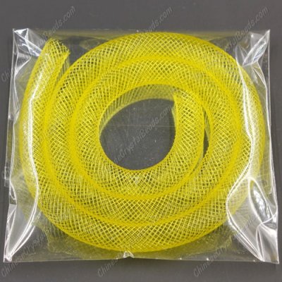 DIY Mesh Bracelet soft nylon fishnet tube, yellow, width:8mm, 40CM