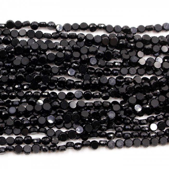 4mm flat round glass crystal beads, black, about 140-150pcs - Click Image to Close