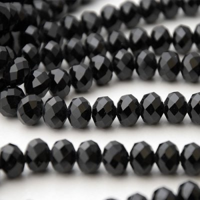 Chinese Crystal Rondelle Strand, black, 6 x8mm, about 72 beads