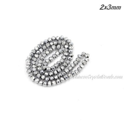 130Pcs 2.5x3.5mm Chinese Crystal Rondelle Beads, platinum