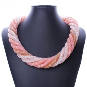 Stardust Mesh Necklace, 6 line helix necklace, mix pink , length: about 57CM
