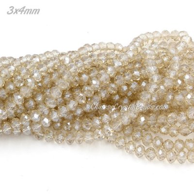 130Pcs 3x4mm Chinese Crystal Rondelle Beads, silver shadow