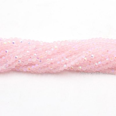 130 beads 3x4mm crystal rondelle beads opal pink half AB