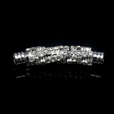curved tube beads, silver-plated-brass, 50x4mm, hole about 3mm, crystal helix