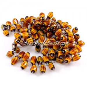 Chinese Crystal Briolette Bead Strand, Sunflower, 6x12mm, 20 beads