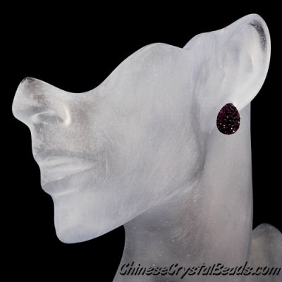 crystal pave clay earring, Teardrop earrings, 11x15mm, aqua,1 pairs.violet
