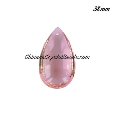 38x22mm, Crystal beads Curtain drop Smooth surface pendant, Pink, hole: 1.5mm