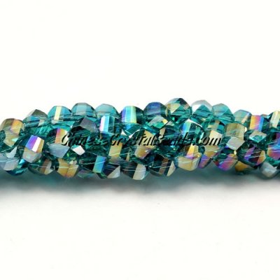4mm Crystal Helix Beads Strand Emerald AB, about 100 beads, 15 inch