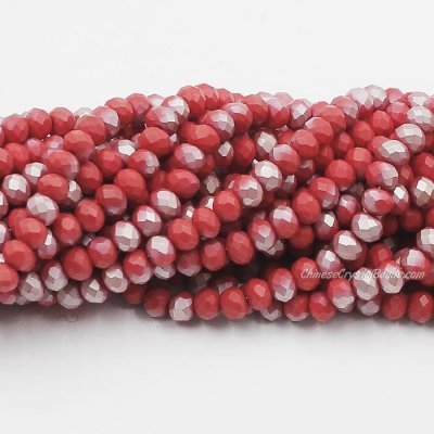 130Pcs 3x4mm matte rondelle crystal beads siam half silver