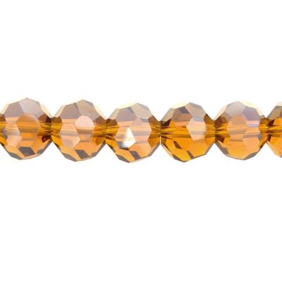 Chinese Crystal 12mm Round Long Bead Strand, amber, 16 beads
