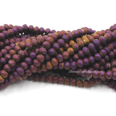 4x6mm matte purple light Chinese Crystal Rondelle Beads about 95 beads