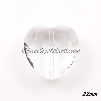 Chinese Crystal 22mm Heart Pendant/Bead, clear, 6 pcs