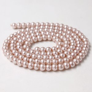 Glass Pearl Beads, Round, gray pink, different size for choice, Hole:Approx 1mm, Length:Approx 32 Inch