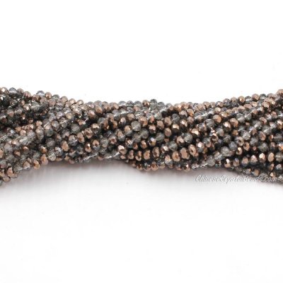 130 beads 3x4mm crystal rondelle beads gray half copper