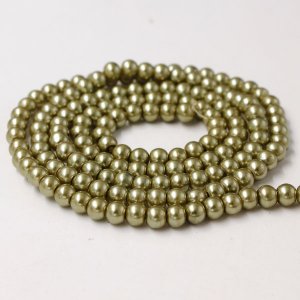 Glass Pearl Beads, Round, khaki, different size for choice, Hole:Approx 1mm, Length:Approx 32 Inch