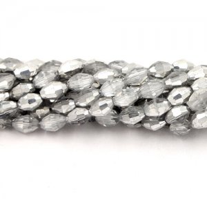 6x9mm 70Pcs Chinese Barrel Shaped crystal beads, half silver
