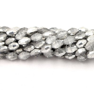 6x9mm 70Pcs Chinese Barrel Shaped crystal beads, half silver