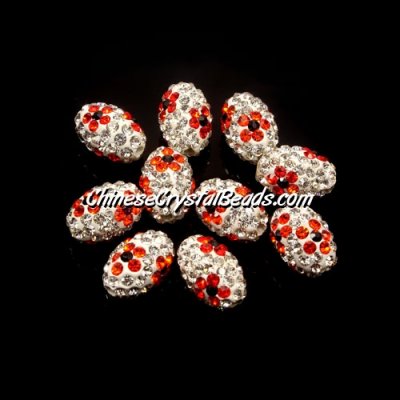 Oval Pave Beads, 9x13mm, Clay, flower, #02, sold per 10pcs bag