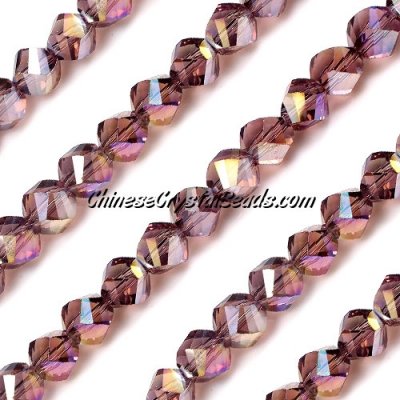 8mm Chinese Crystal Helix Bead Strand, Amethyst AB, 25 beads