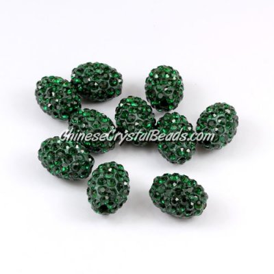 Oval Pave Beads, 9x13mm, Clay, emerald, sold per 10pcs bag