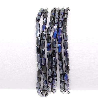 cuboid crystal beads, 2x2x5mm, black and purple light, 95pcs per strand
