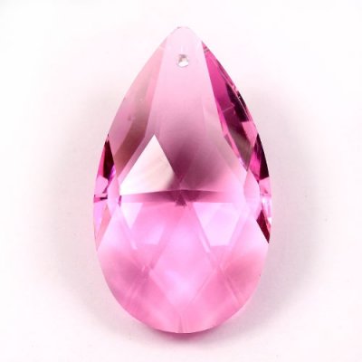 50x28mm Crystal Faceted Teardrop Pendant, pink, hole: 1.5mm