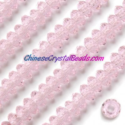 Crystal European Beads, light pink, 8x14mm, 5mm big hole,12 beads
