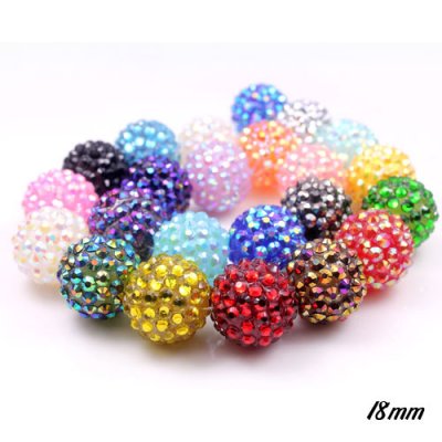 18mm Crystal Disco Ball Acrylic Rhinestone Mix color, 12 beads