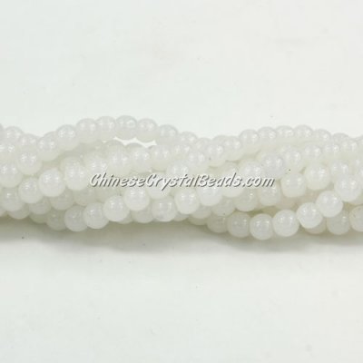 Chinese 4mm Round Glass Beads white jade, hole 1mm, about 80pcs per strand